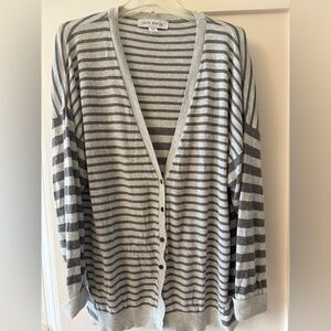 Multi Striped Gray Cardigan - Size 1X